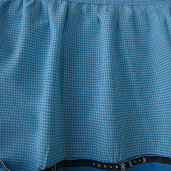 Vintage 50s 60s Apron Half Poodle Dogs Gingham Blue Novelty Pockets - Picture 6 of 7